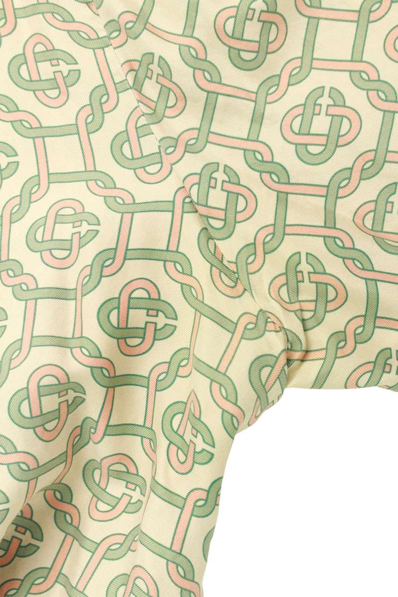 CASABLANCA Green All-Over Print Silk Shirt Size M