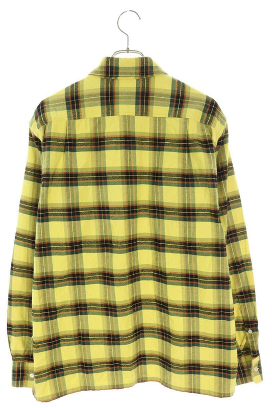 LOEWE Oversized Check Long Sleeve Shirt Yellow Cotton Size S