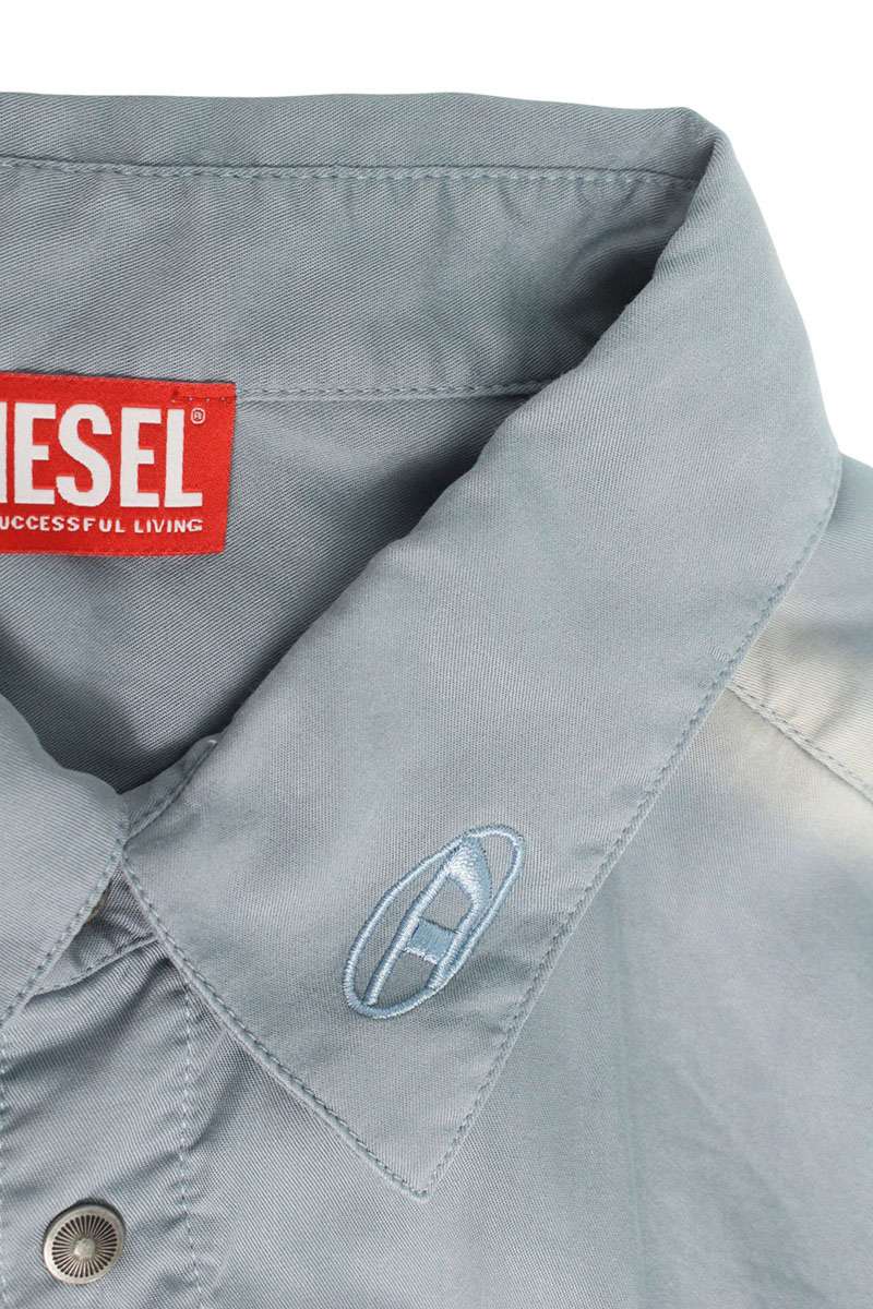 DIESEL Bleach Processed Long Sleeve Shirt Lyocell Blue Size S