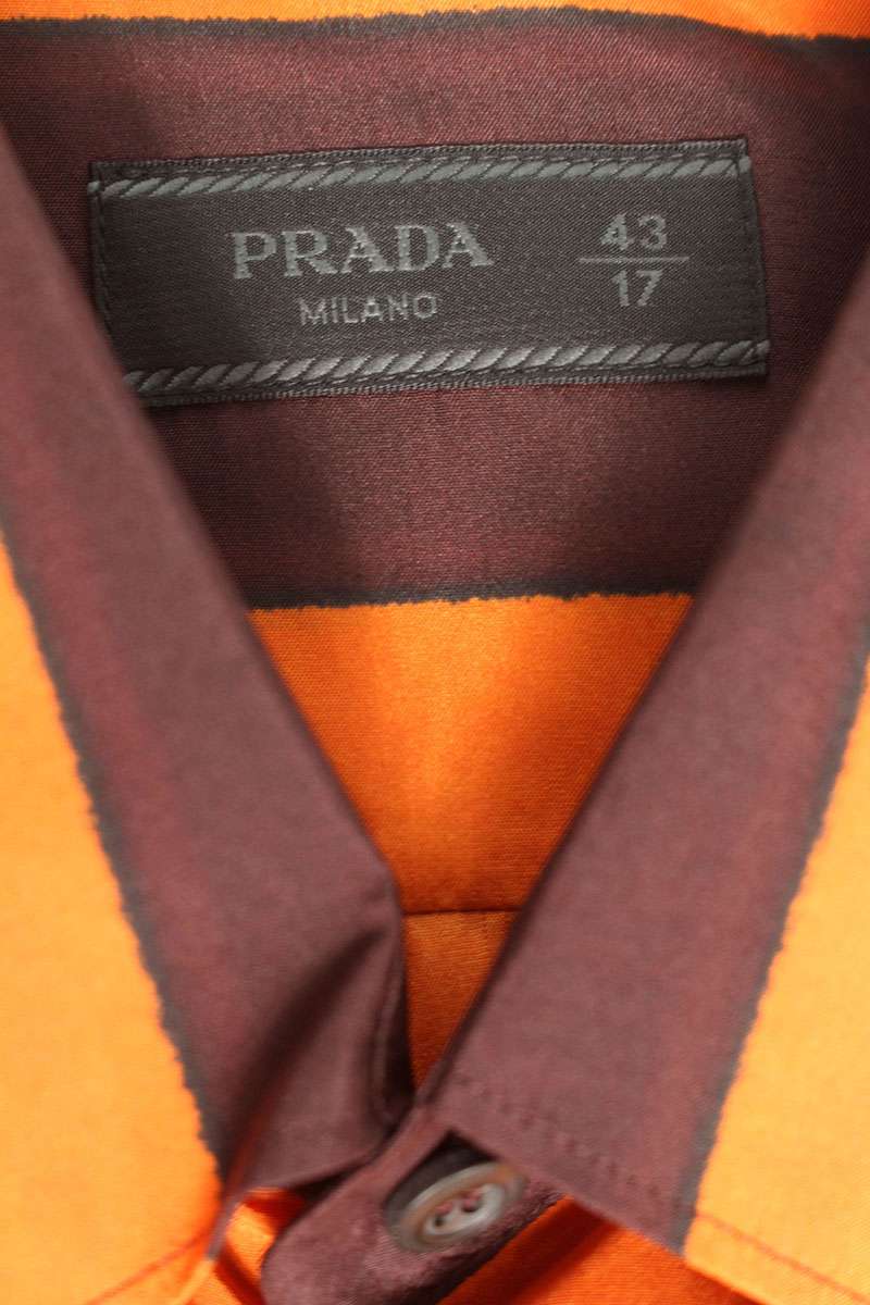 Prada Triangle Stripe Silk Long Sleeve Shirt Size S