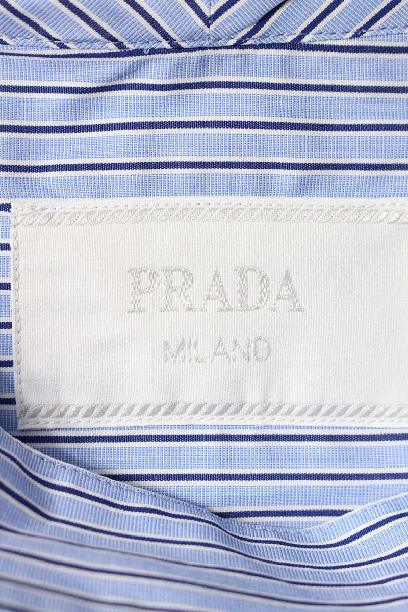 PRADA 26SS Striped Cotton Pullover Shirt Size L