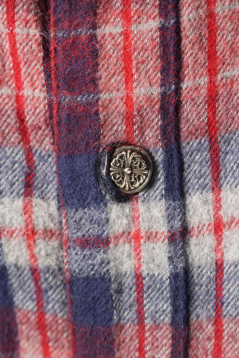 Chrome Hearts LOOSEENDS Cross Ball Button Check Long Sleeve Size M