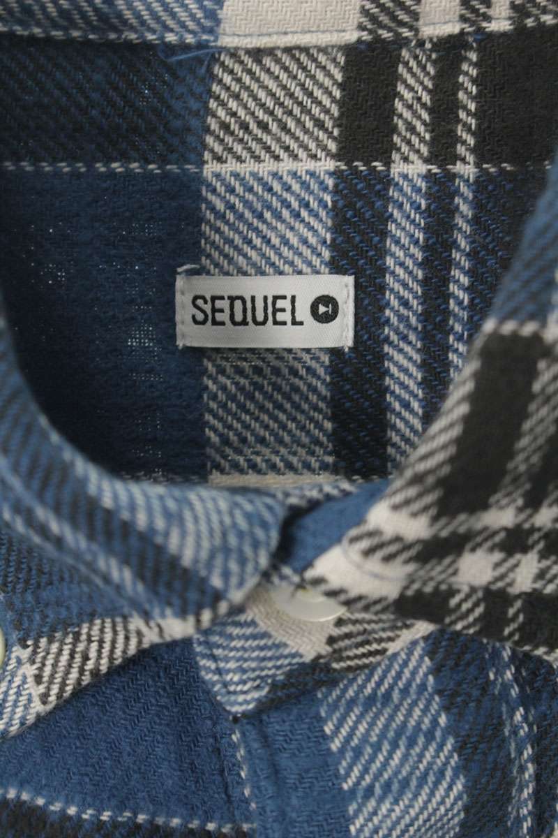 SEQUEL 24AW WEEKEND Check Cotton Shirt Blue Size XL