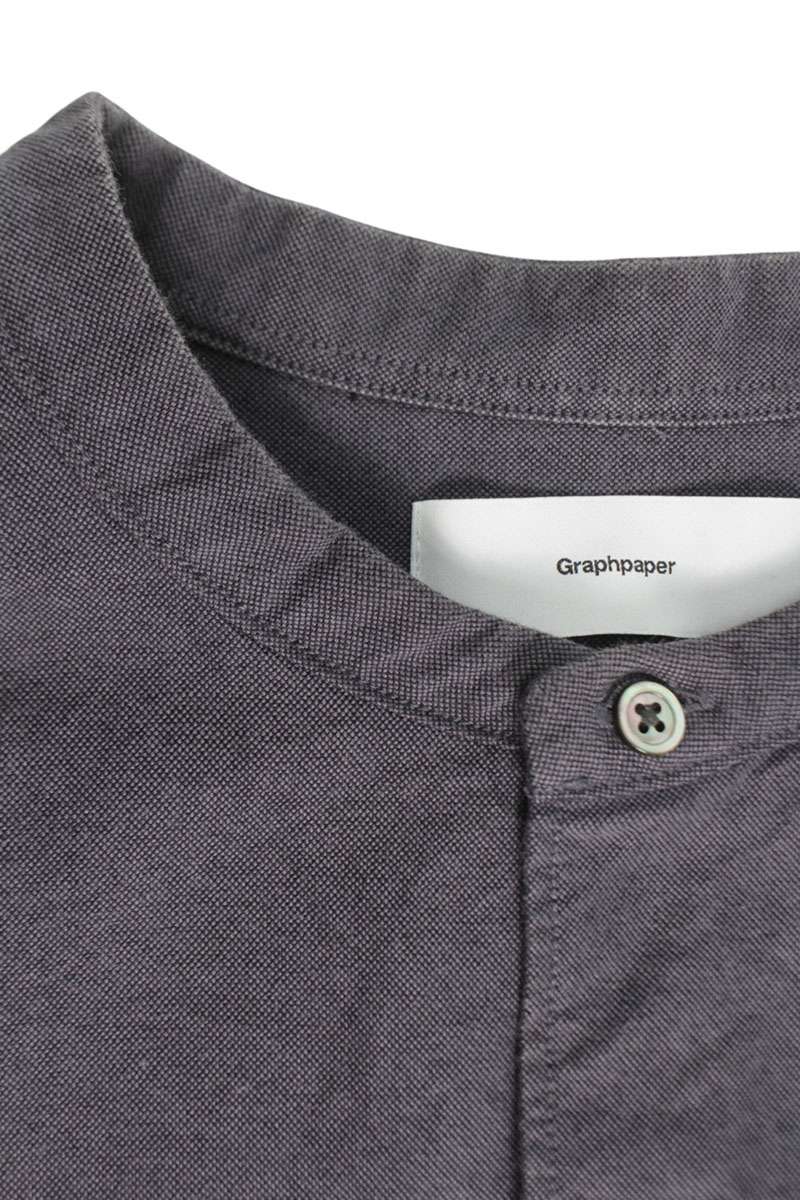 Graphpaper Band Collar Oxford Long Sleeve Shirt Navy Size XXL