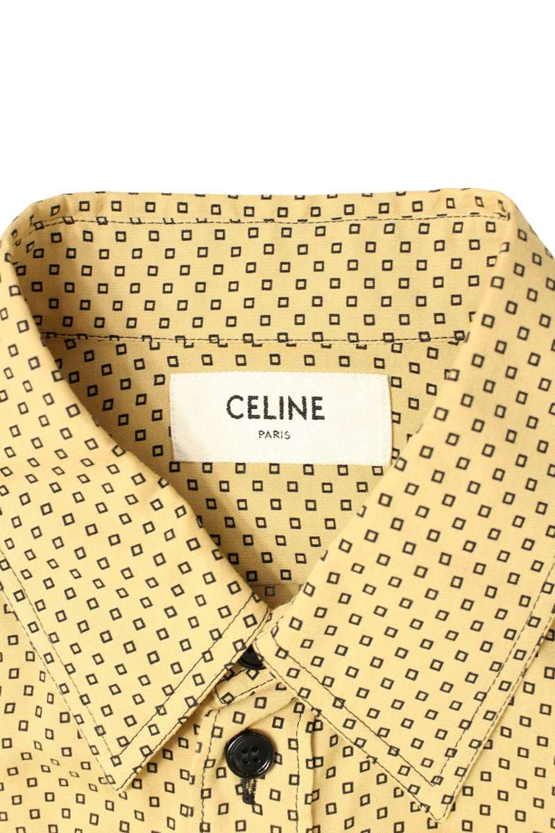 CELINE Square Dot Rayon Long Sleeve Shirt Multi Size XXL