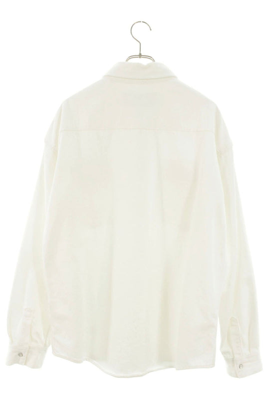 AKM Drop Shoulder Denim Long Sleeve Shirt White Size L