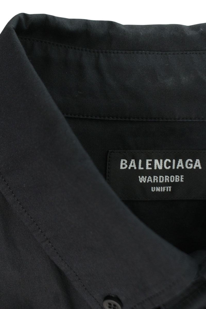 Balenciaga Front Logo Long Sleeve Shirt Black Size S