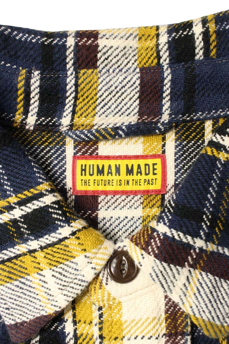 Human Made Logo Patch Long Sleeve Shirt Blue x Yellow x White Size L