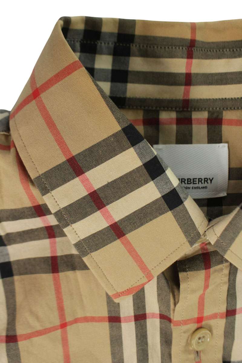 Burberry Cotton Check Long Sleeve Shirt Beige Size XS