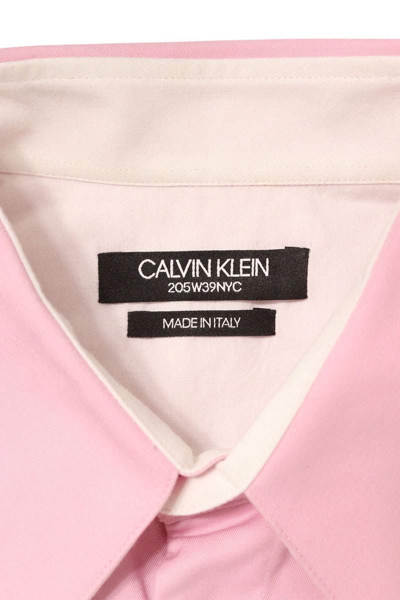 NYC CALVIN KLEIN Metal Button Cotton Long Sleeve Shirt Pink Size 38