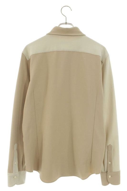 VI MRS Plain Poly Rayon Blend Long Sleeve Shirt Beige Size VI