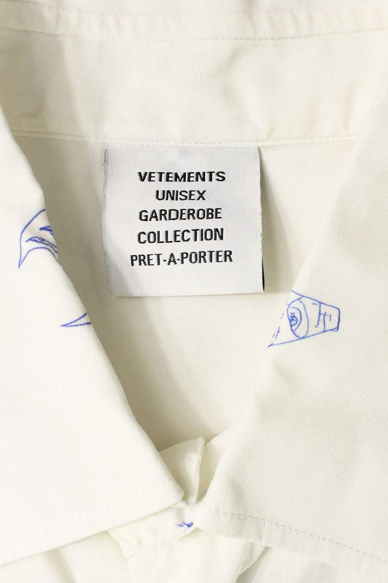 Vetements Print Long Sleeve Shirt White Size S
