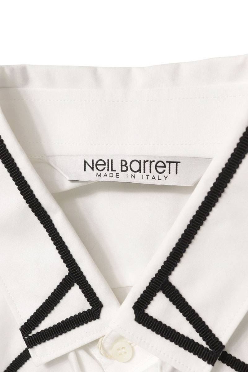 Neil Barrett Cotton Long Sleeve Shirt White Black Size XXL