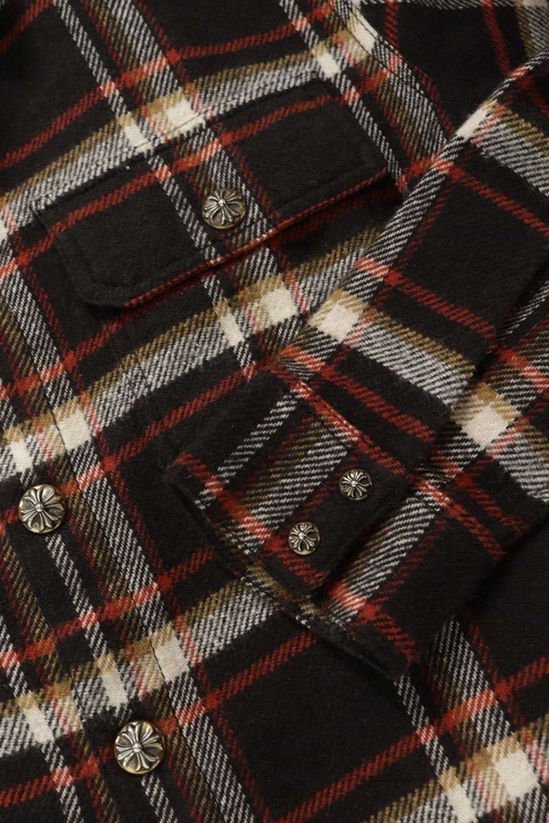 Chrome Hearts WORKDOG Crossball Plaid Long Sleeve Shirt Size S