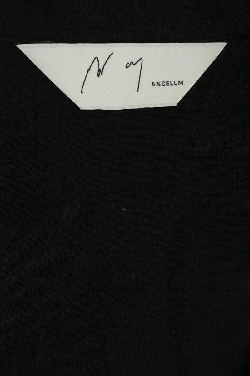 ANCELLM 26SS Linen Nylon Pullover Long Sleeve Shirt Black Size M