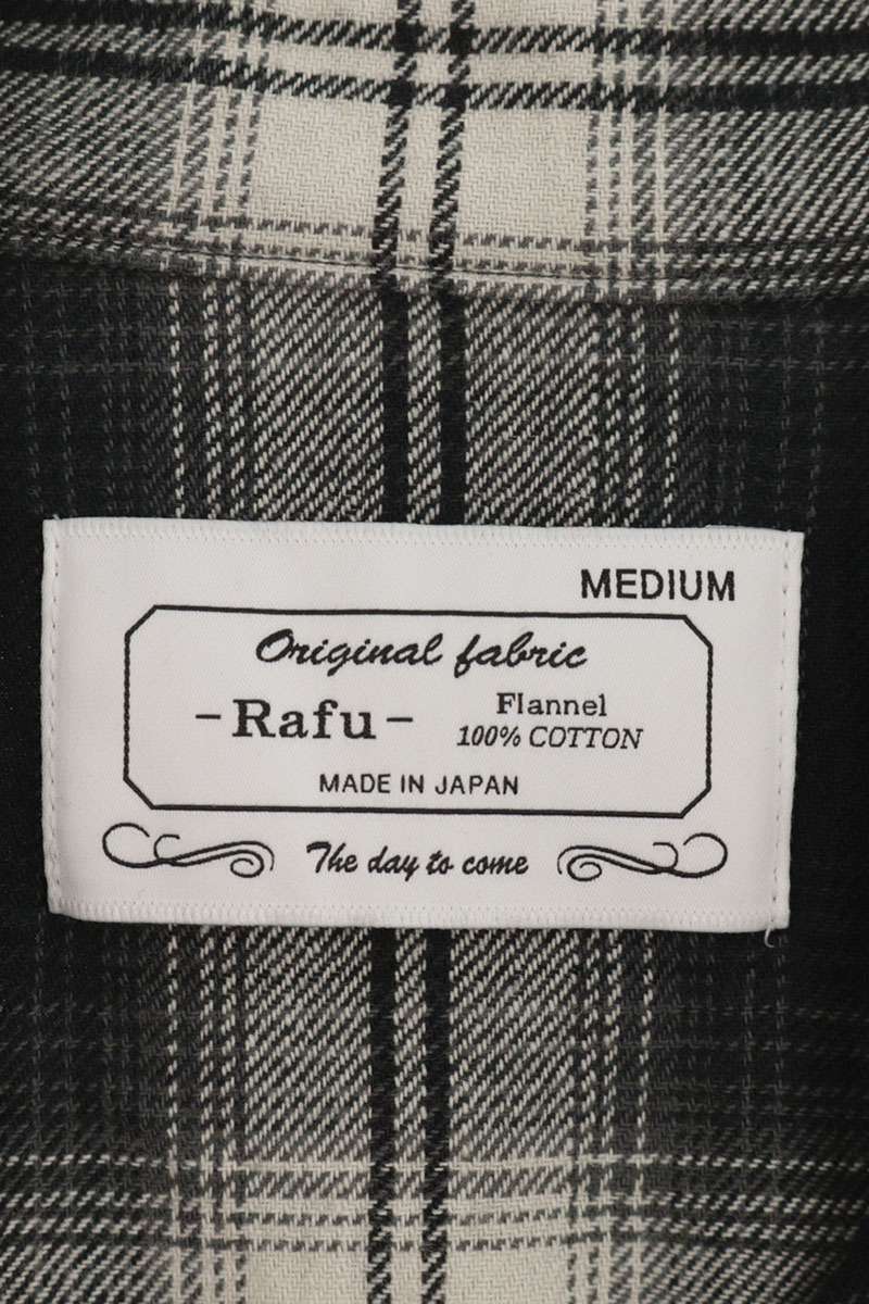 Rafu Cotton Ombre Check Long Sleeve Shirt Black/White Size M