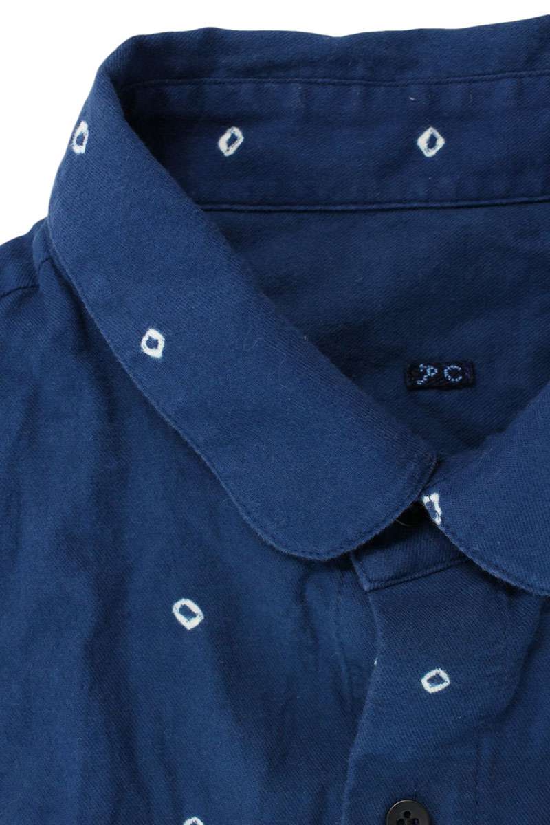 Porter Classic Cotton All-Over Print Long Sleeve Shirt Blue Size XL