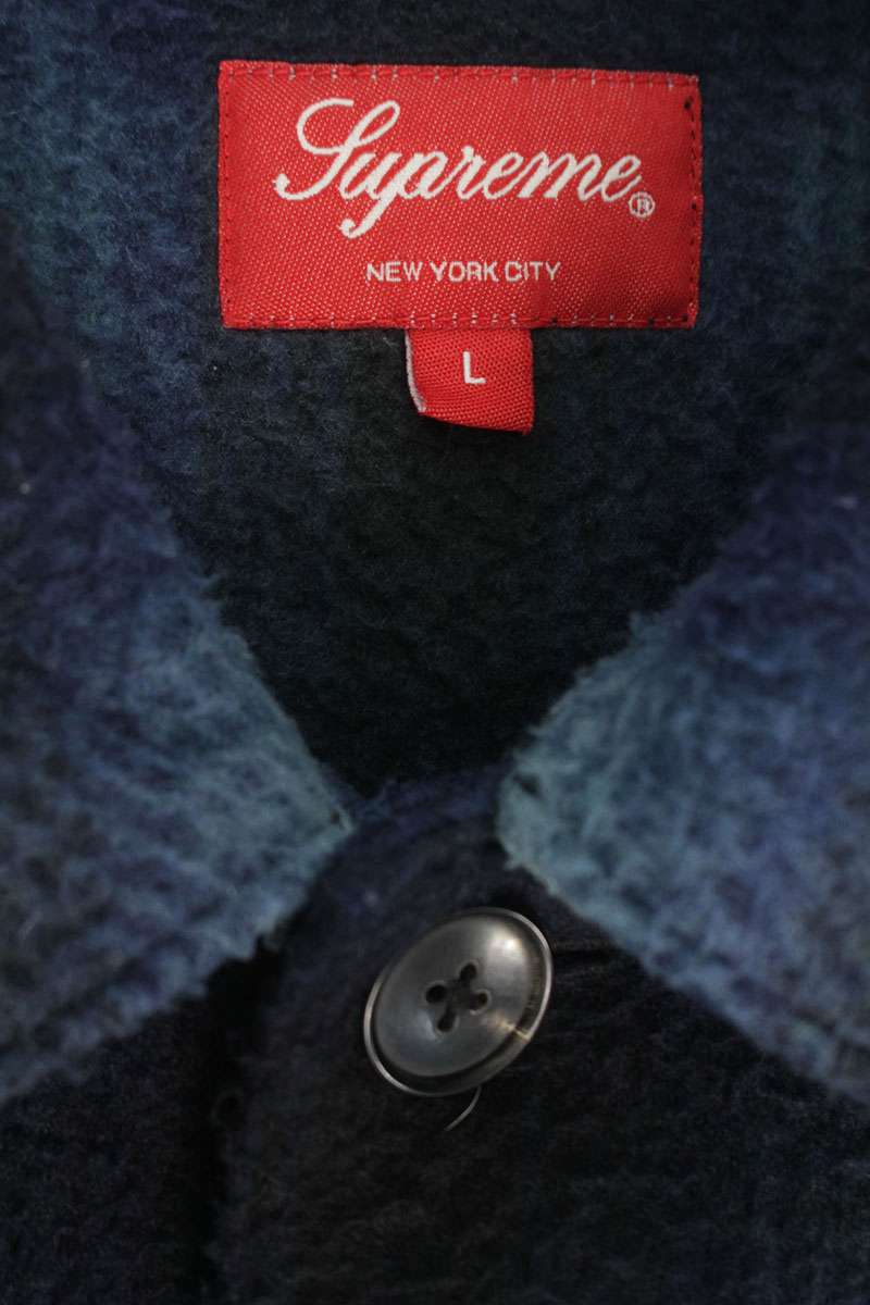 SUPREME 20AW Shadow Plaid Fleece Long Sleeve Shirt Size L