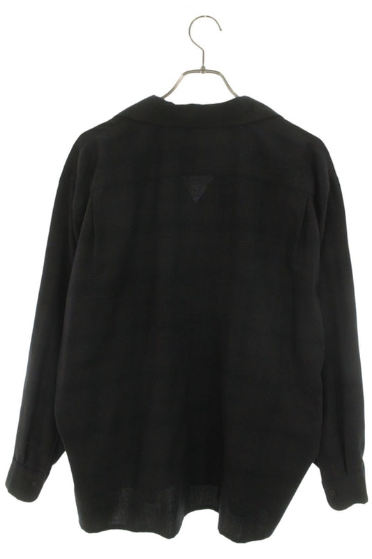 KAPTAIN SUNSHINE Wool Open Collar Check Long Sleeve Shirt Size L