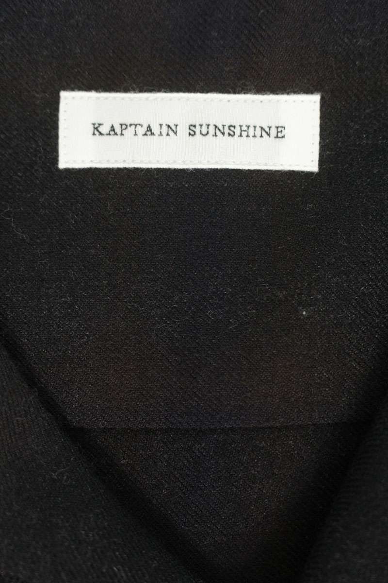 KAPTAIN SUNSHINE Wool Open Collar Check Long Sleeve Shirt Size L