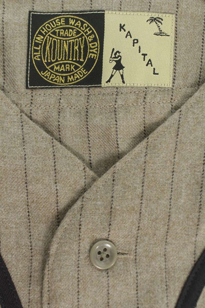 KAPITAL Baseball Wool Shirt Gray Size XL