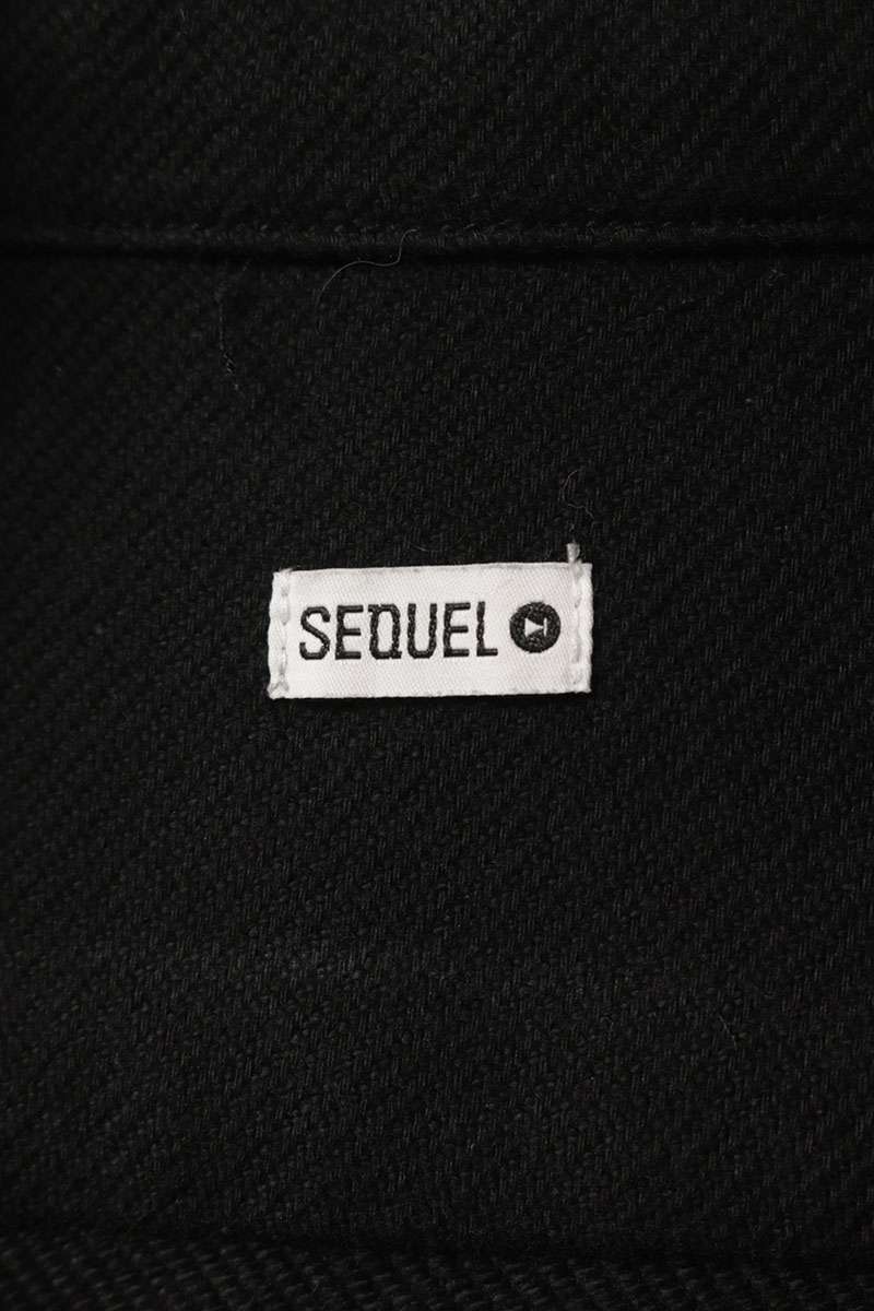 SEQUEL Cotton Long Sleeve Shirt Black Blue Size L
