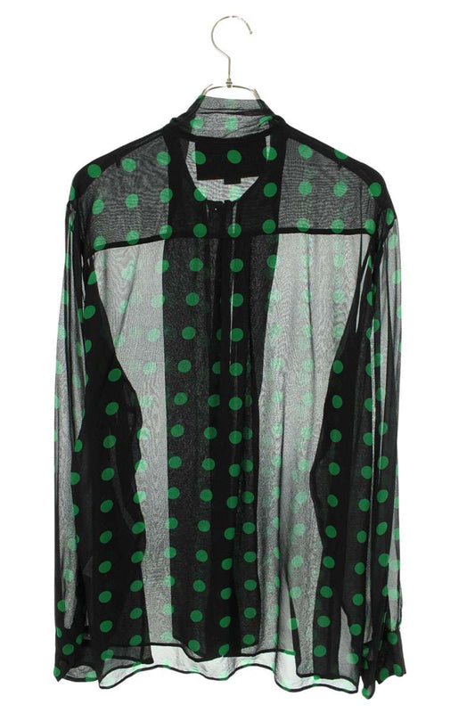 VALENTINO Polka Dot Silk Ribbon Long Sleeve Shirt Multi Size XS