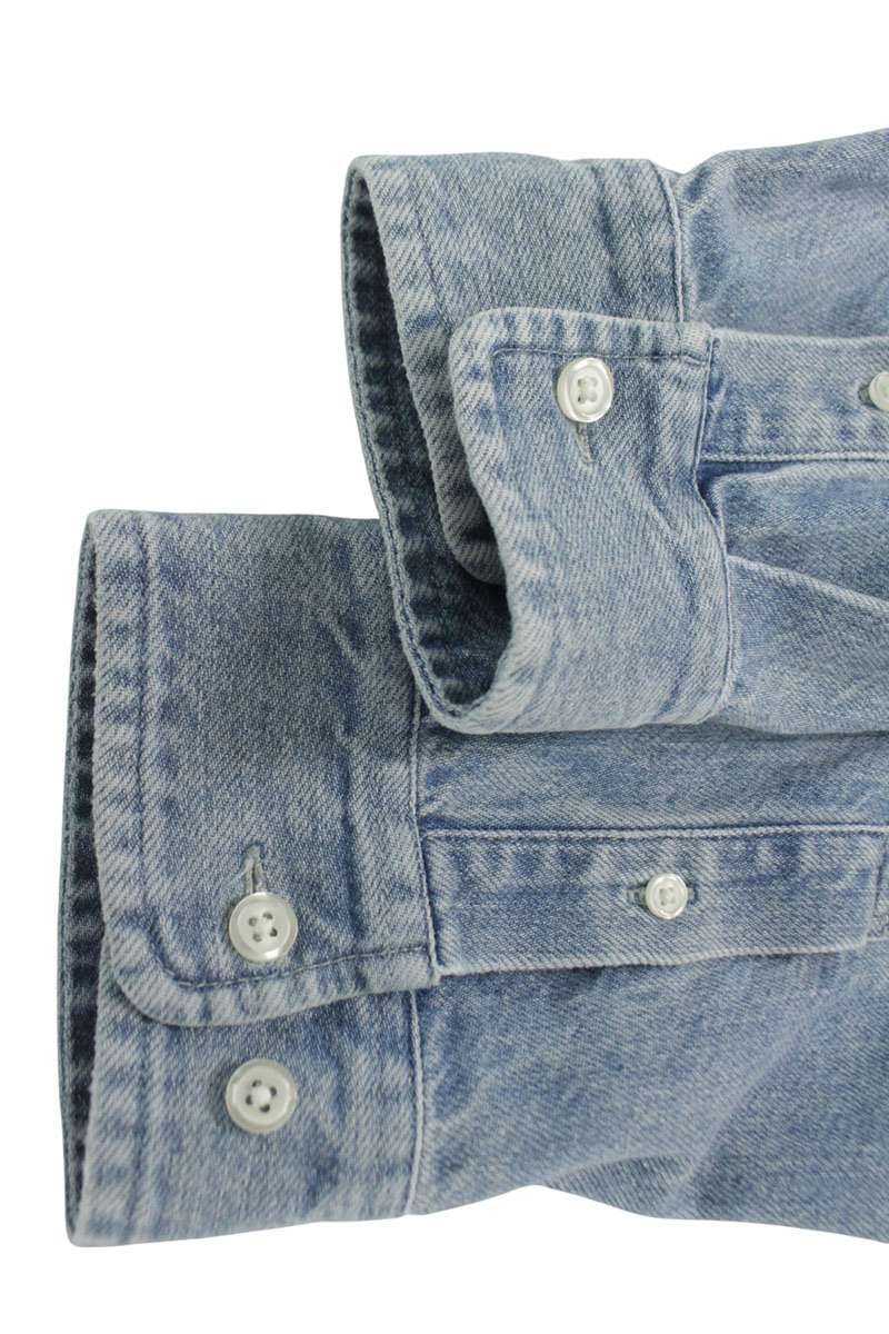SUPREME 25AW Back Applique Denim Long Sleeve Shirt Blue Size L
