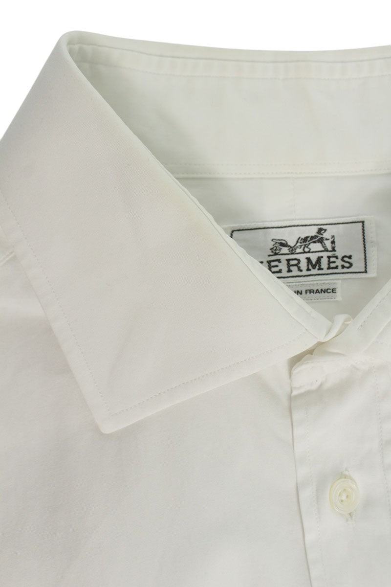 HERMES Cotton Long Sleeve Shirt White Size S