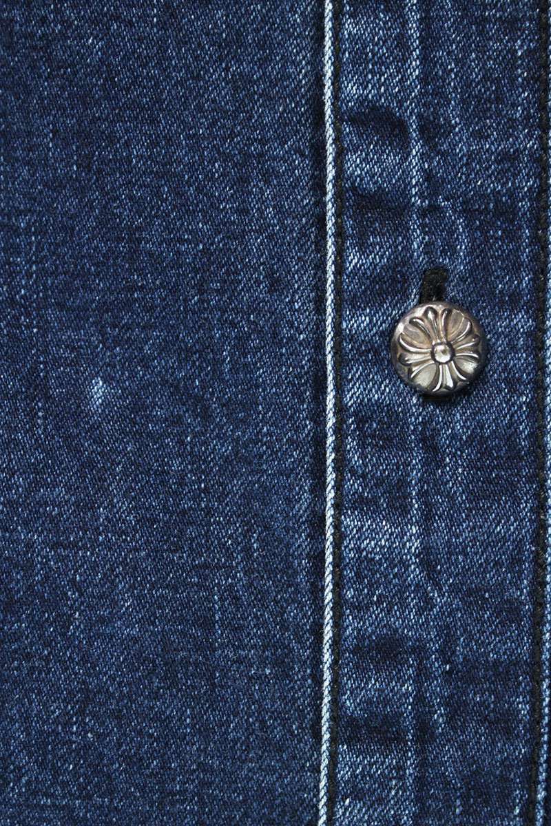 Chrome Hearts LOOSEENDS Cross Patch Denim Long Sleeve Shirt Size L