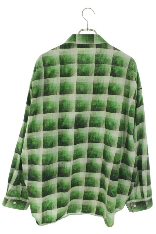 ACNE STUDIOS Oversized Check Cotton Long Sleeve Shirt Green Size M