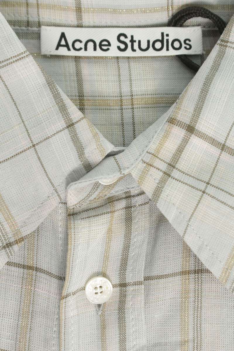 ACNE STUDIOS 26SS Rayon Linen Check Overshirt Gray Size L