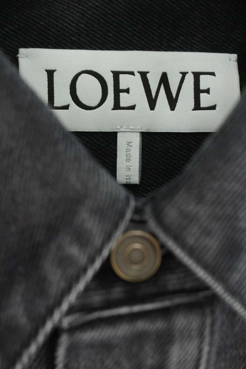 LOEWE 26SS Anagram Embroidered Denim Long Sleeve Shirt Black Size M