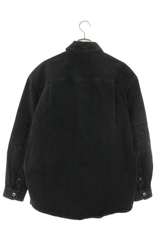 LOEWE 26SS Anagram Embroidered Denim Long Sleeve Shirt Black Size L