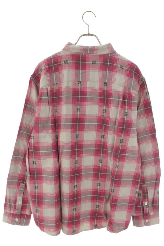 STUSSY Ombre Check Shirt Pink Size XL