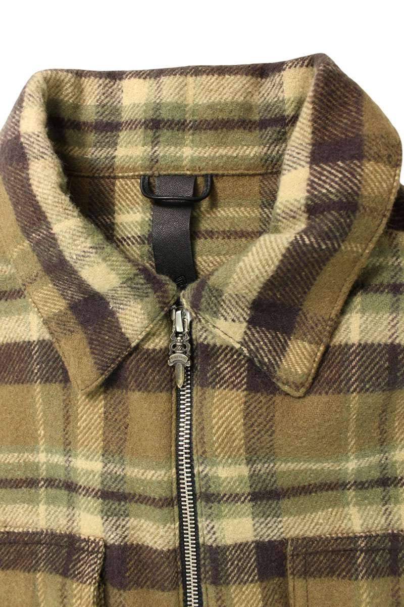 Chrome Hearts UNDER DOG Check Dagger Half-Zip Shirt Size M