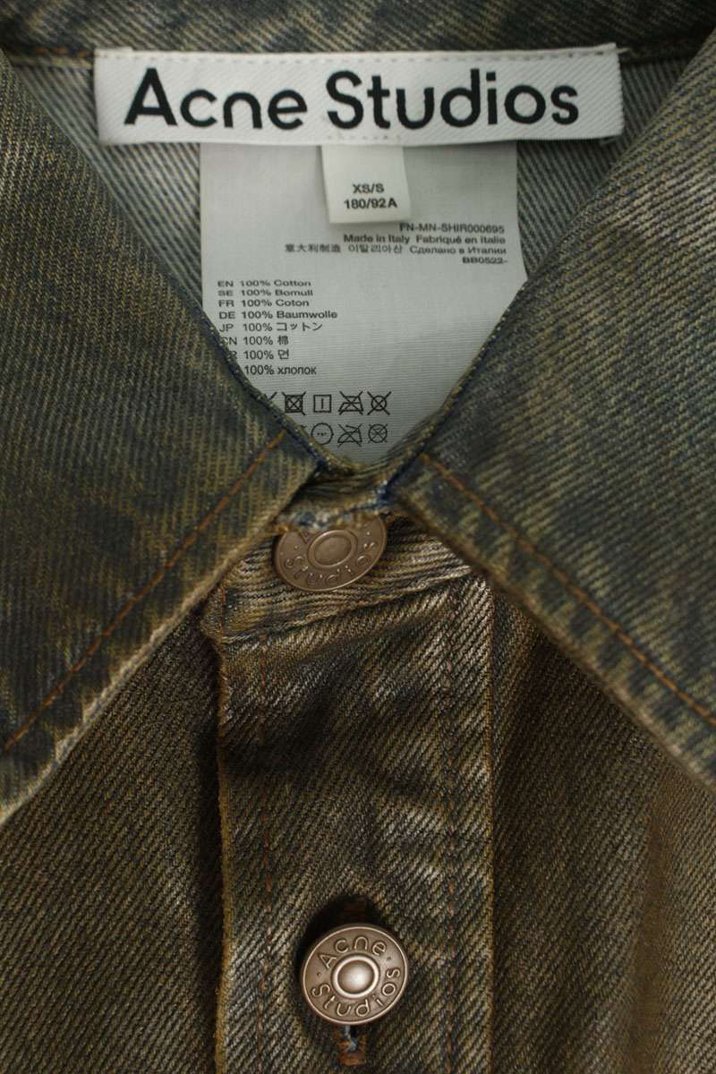 ACNE STUDIOS Coated Denim Shirt Brown Size XS
