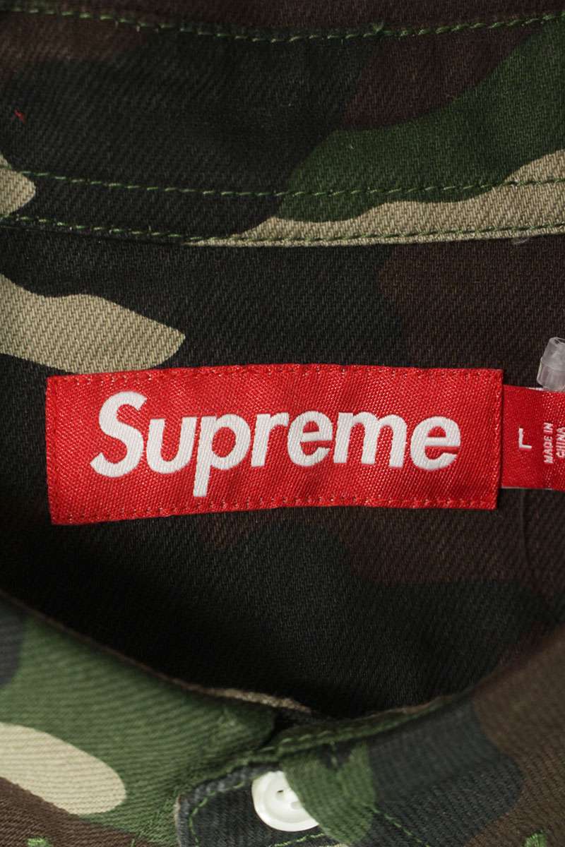 SUPREME 25AW Small Box Woodland Camo Denim Shirt Size L
