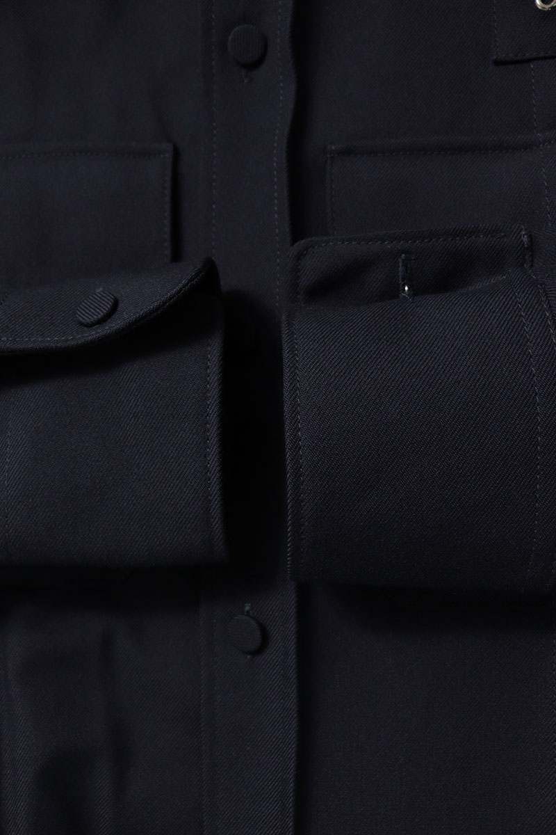 RAF SIMONS Navy Oversized 2-Pocket Wool Shirt Size 46