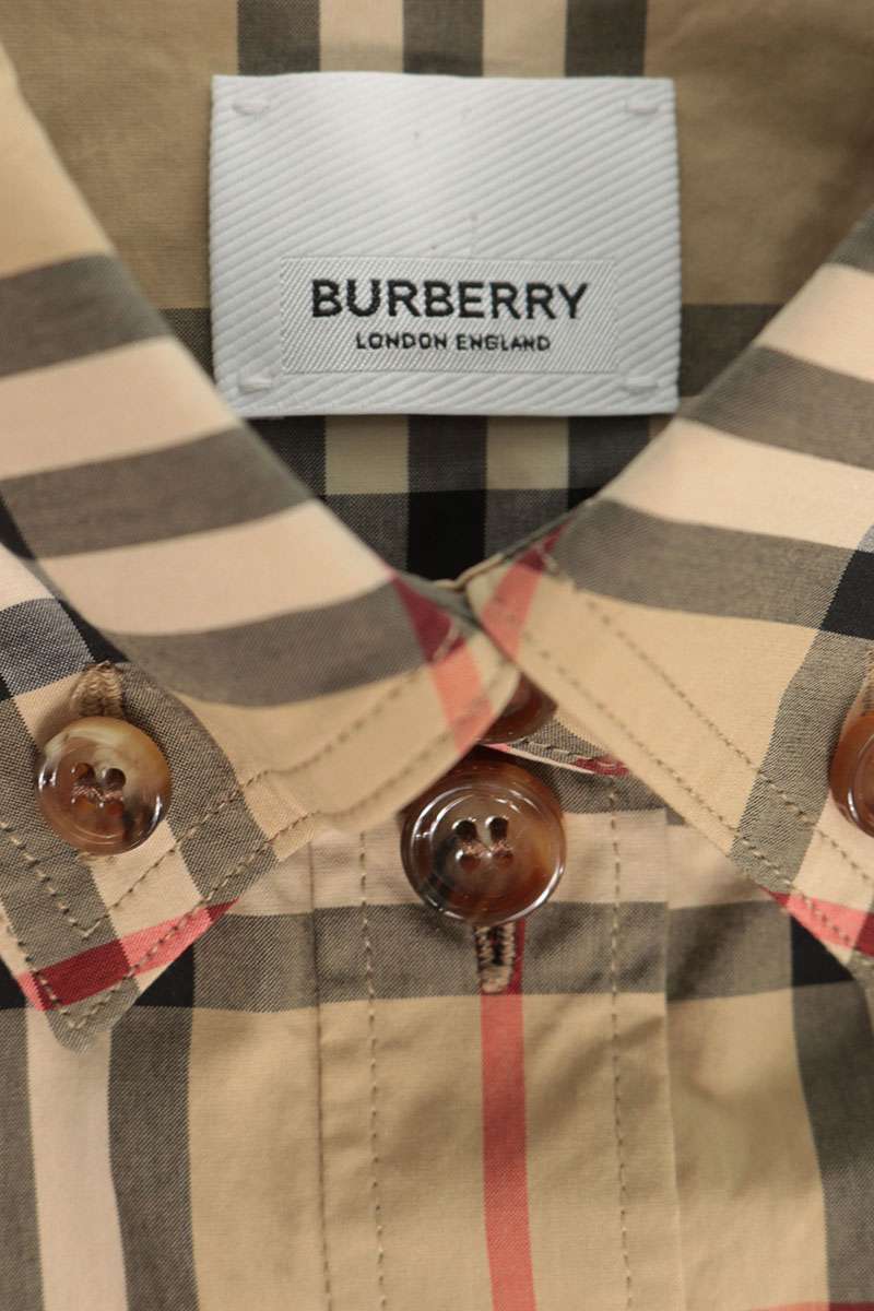 Burberry Nova Check Long Sleeve Cotton Shirt Beige Size XXL