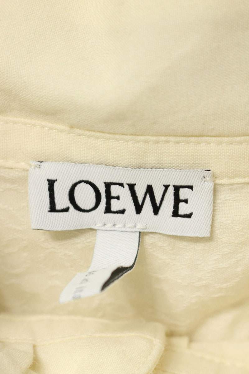 LOEWE Hooded Long Sleeve Cotton Shirt White Size M
