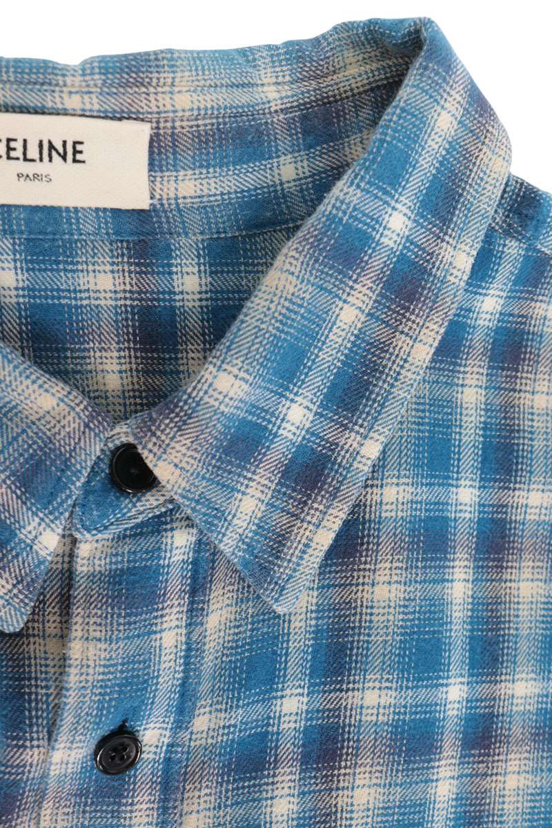 CELINE 21SS Loose Fit Check Long Sleeve Cotton Shirt Multi Size S