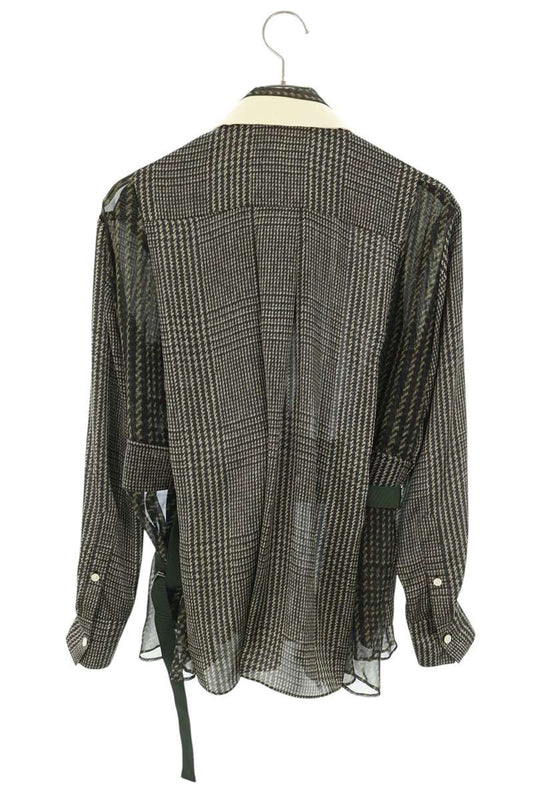 Sacai 20AW Green Glen Check Sheer Blouse Shirt Size 1