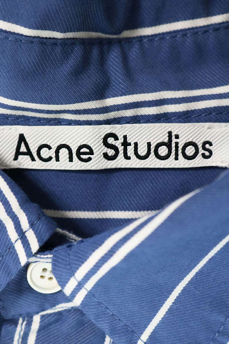 ACNE STUDIOS Logo Embroidered Stripe Long Sleeve Shirt Multi Size L