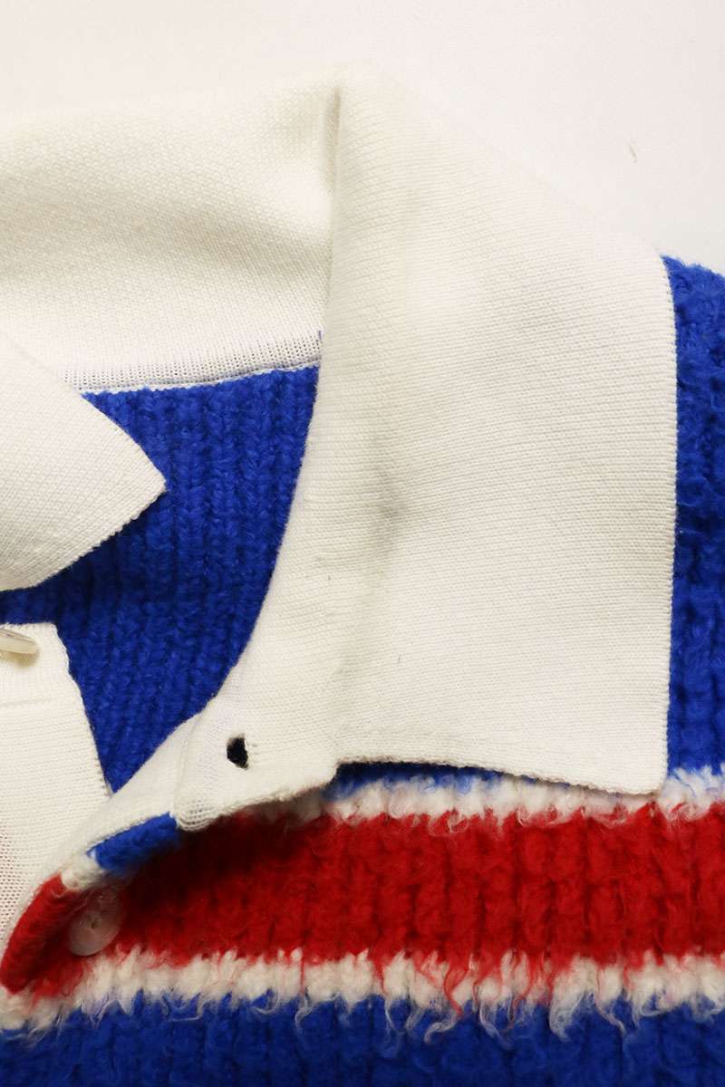 CELINE Striped Cotton Blend Long Sleeve Polo Size M
