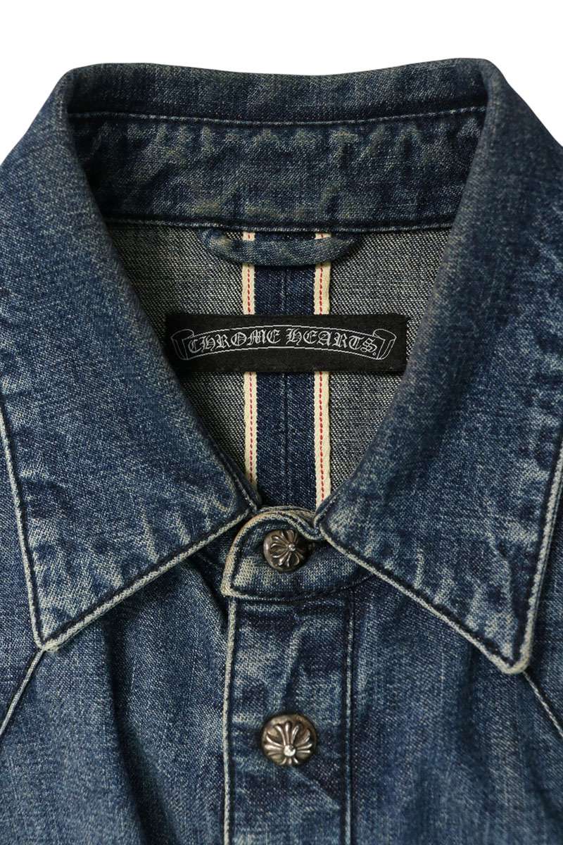 Chrome Hearts Cross Patch Denim Western Shirt Indigo Size SM