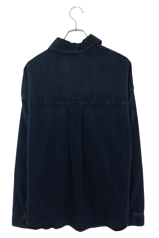 LOEWE Anagram Embroidered Oversized Shirt Indigo Size 46