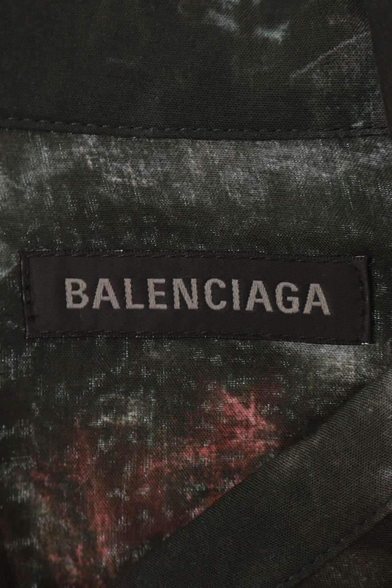BALENCIAGA All-Over Pattern Rayon Shirt Khaki Size 44