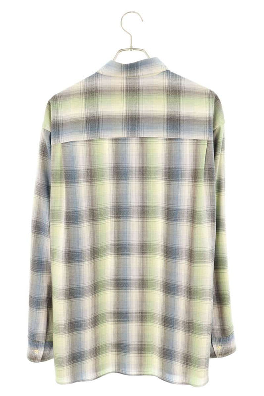 AURALEE Super Light Wool Check Long Sleeve Shirt Size 5