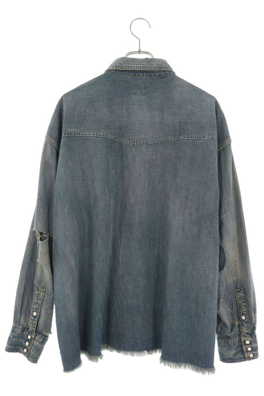 SAINT MICHAEL 23AW Washed Vintage Denim Shirt Blue Size L